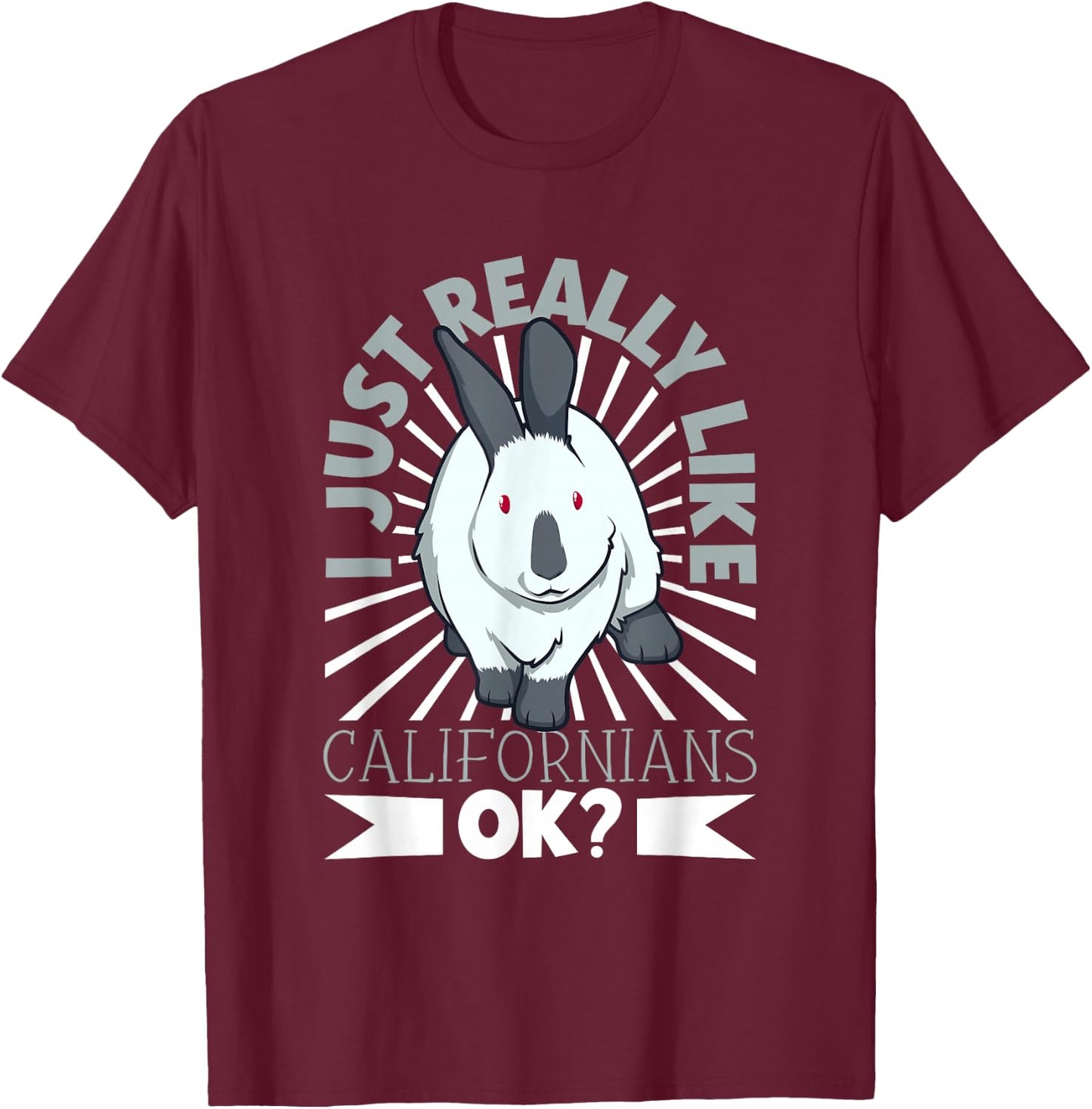 Rabbit Motif - California Rabbit T-Shirt - T-Shirt | Maroon