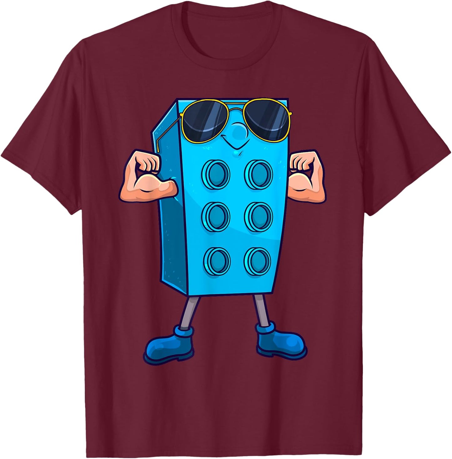 Brick Builder Master Building Blocks Birthday Funny Kids Boy T-Shirt - T-Shirt | Maroon