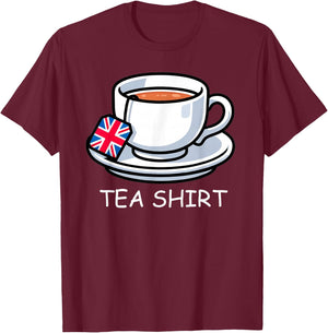 I Love English Tea Funny Memories Union Jack , Black, S T-Shirt - T-Shirt | Maroon