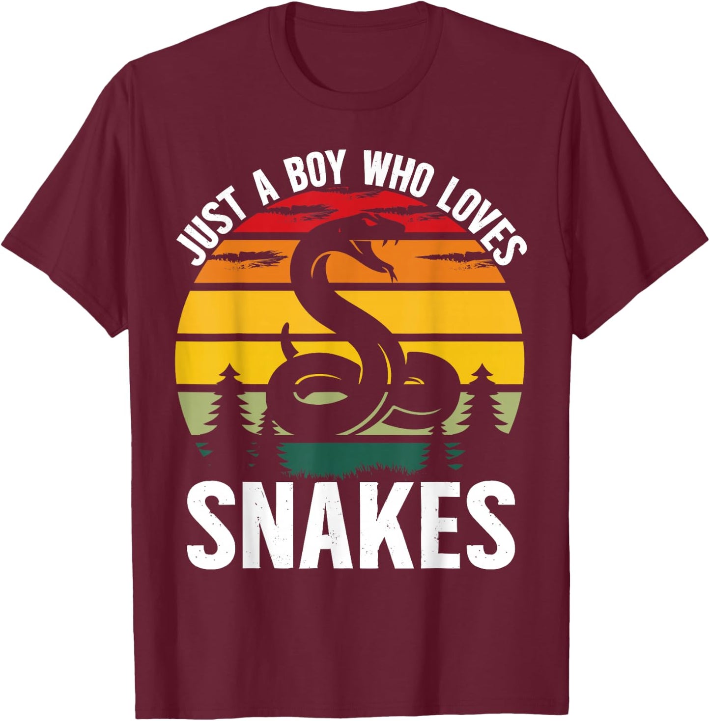 Just a Boy Who Loves Snakes Vintage Snake Lover Boys Kids T-Shirt - T-Shirt | Maroon