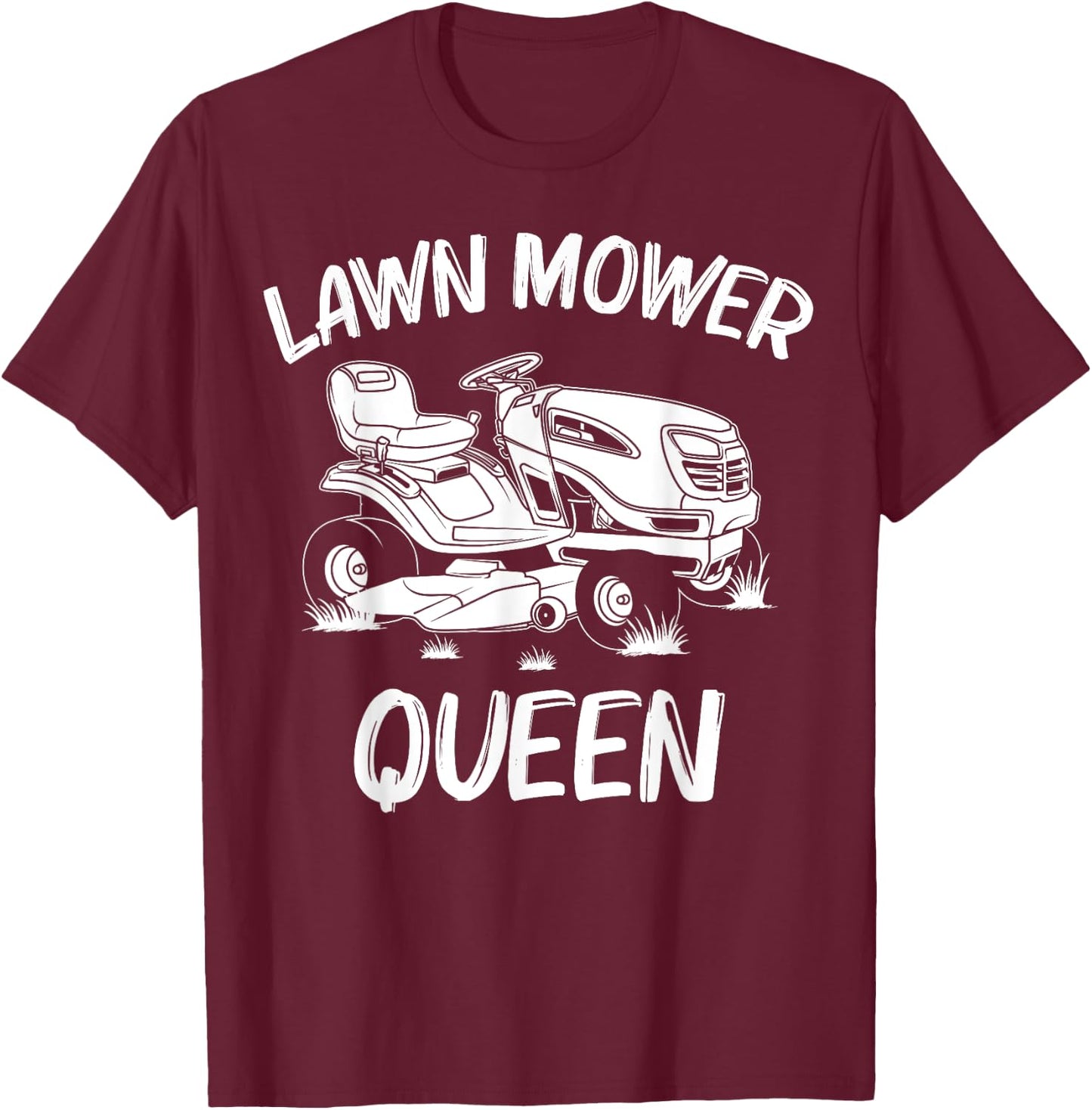 Funny Lawn Mowing Gift Women Mom Lawn Mower Farm Gardening T-Shirt - T-Shirt | Maroon
