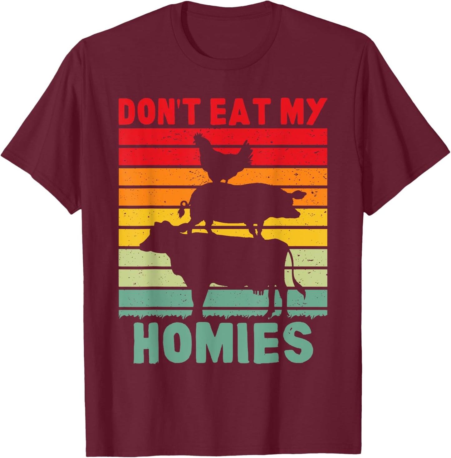 Vegan Anti Meat Farm Animals Vintage Cooking Men & T-Shirt - T-Shirt | Maroon