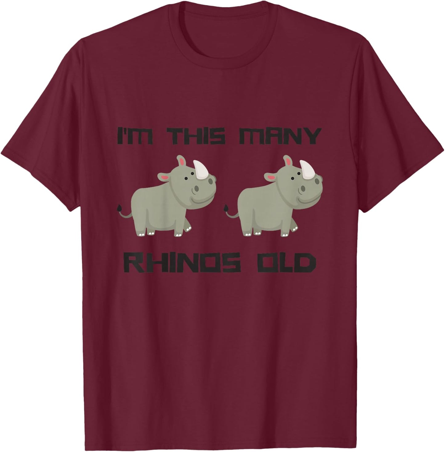 Kids I'm This Many Rhinos Old - Rhino 2nd Birthday 2 Years Old T-Shirt - T-Shirt | Maroon