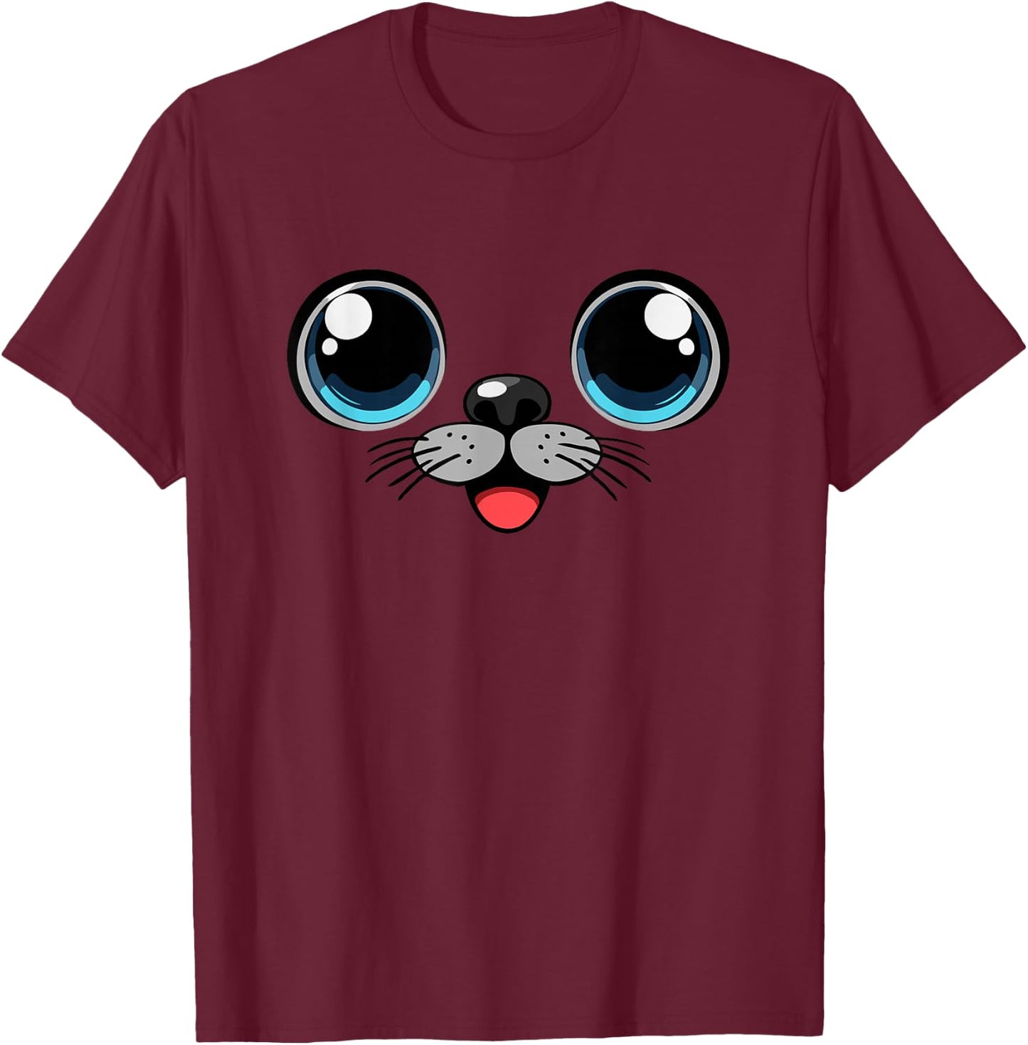 Seal Face Costume Cute Seal Kids Easy DIY Halloween Costume T-Shirt - T-Shirt | Maroon