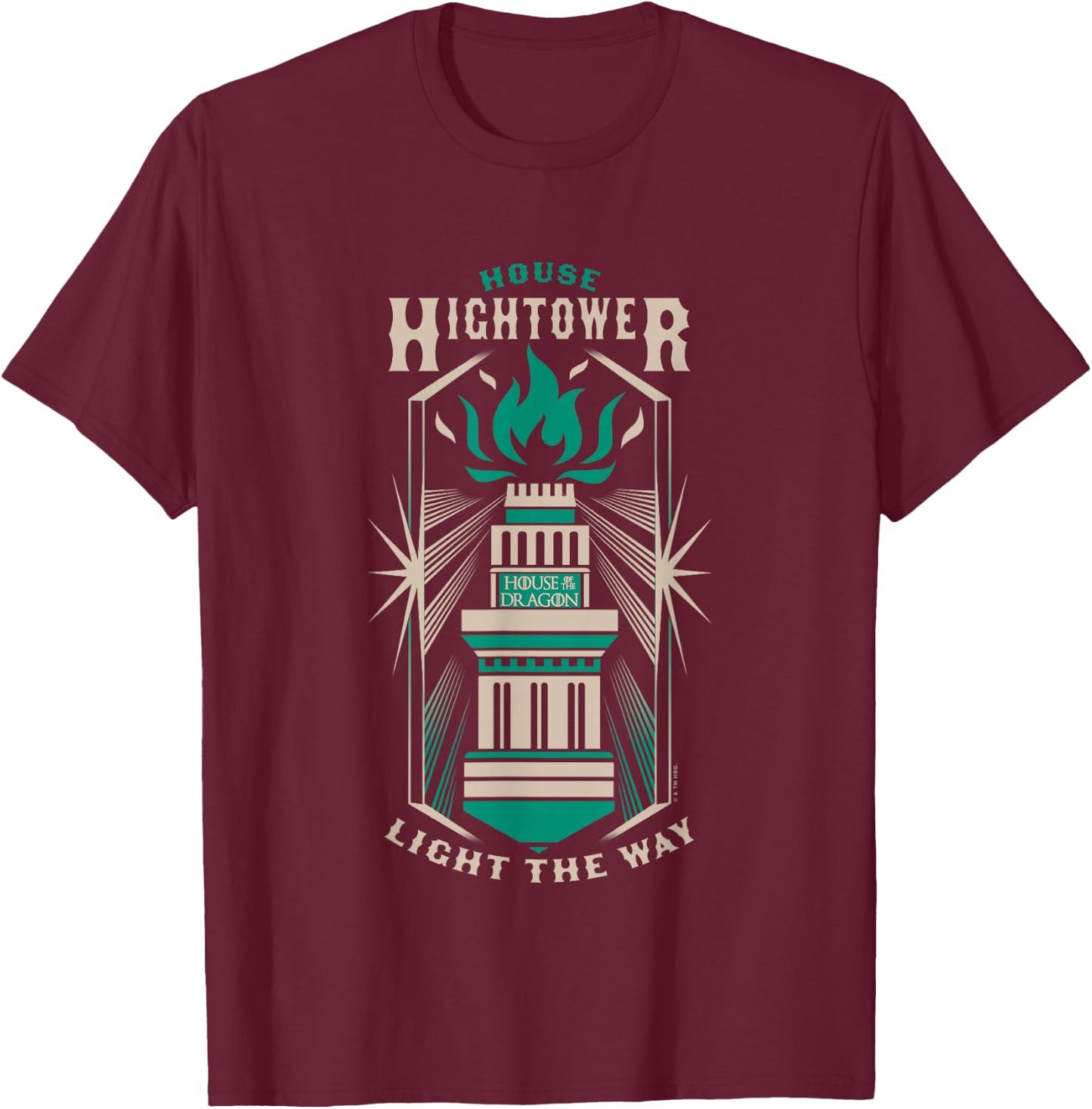 House of the Dragon House Hightower Light The Way Big Badge T-Shirt - T-Shirt | Maroon