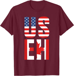 Canada Root EH USA America Flag Proud Canadian Men Women Kid T-Shirt - T-Shirt | Maroon