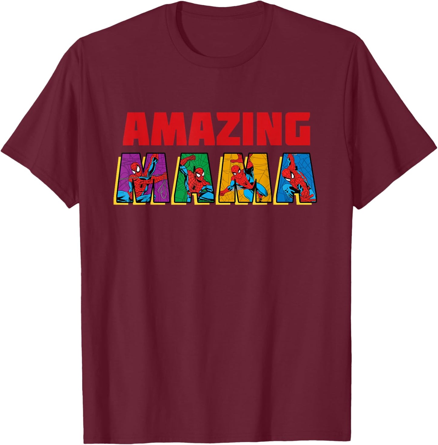 Marvel Spider-Man Amazing Mama Mom Birthday Mother’s Day T-Shirt - T-Shirt | Maroon
