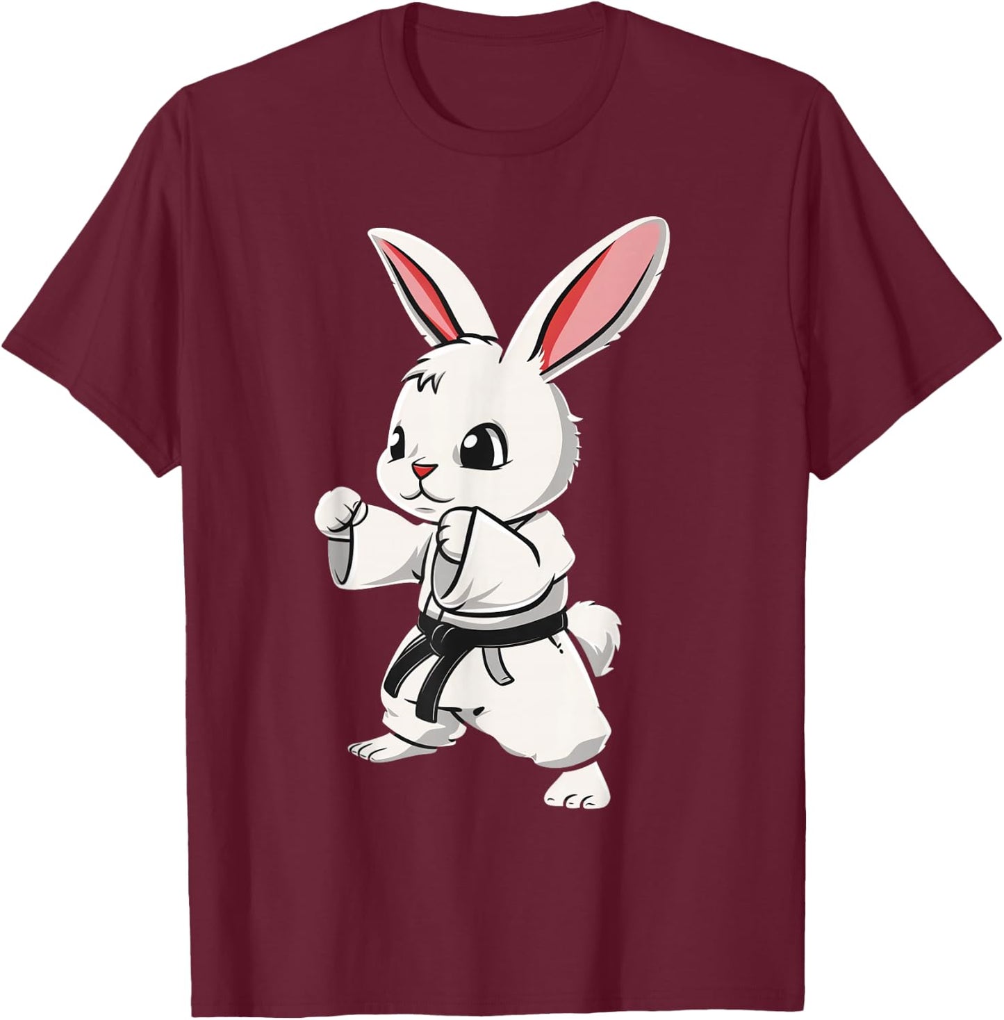 Karate Bunny Martial Arts Funny Cute Kawaii MMA Jiu Jitsu T-Shirt - T-Shirt | Maroon