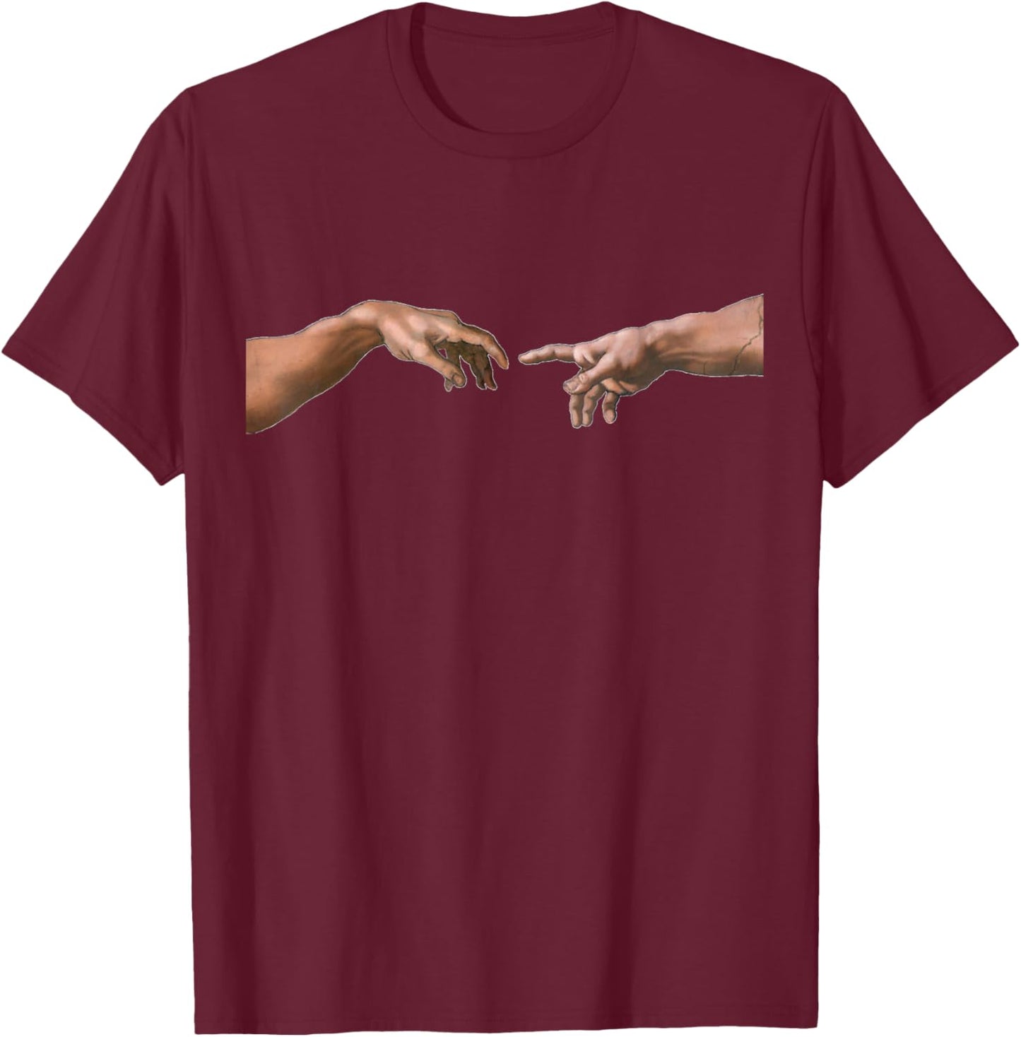 Creation of Adam by Michelangelo T Shirt T-Shirt - T-Shirt | Maroon