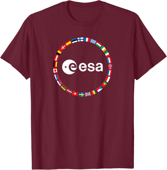 ESA European Space Agency Logo , black T-Shirt - T-Shirt | Maroon