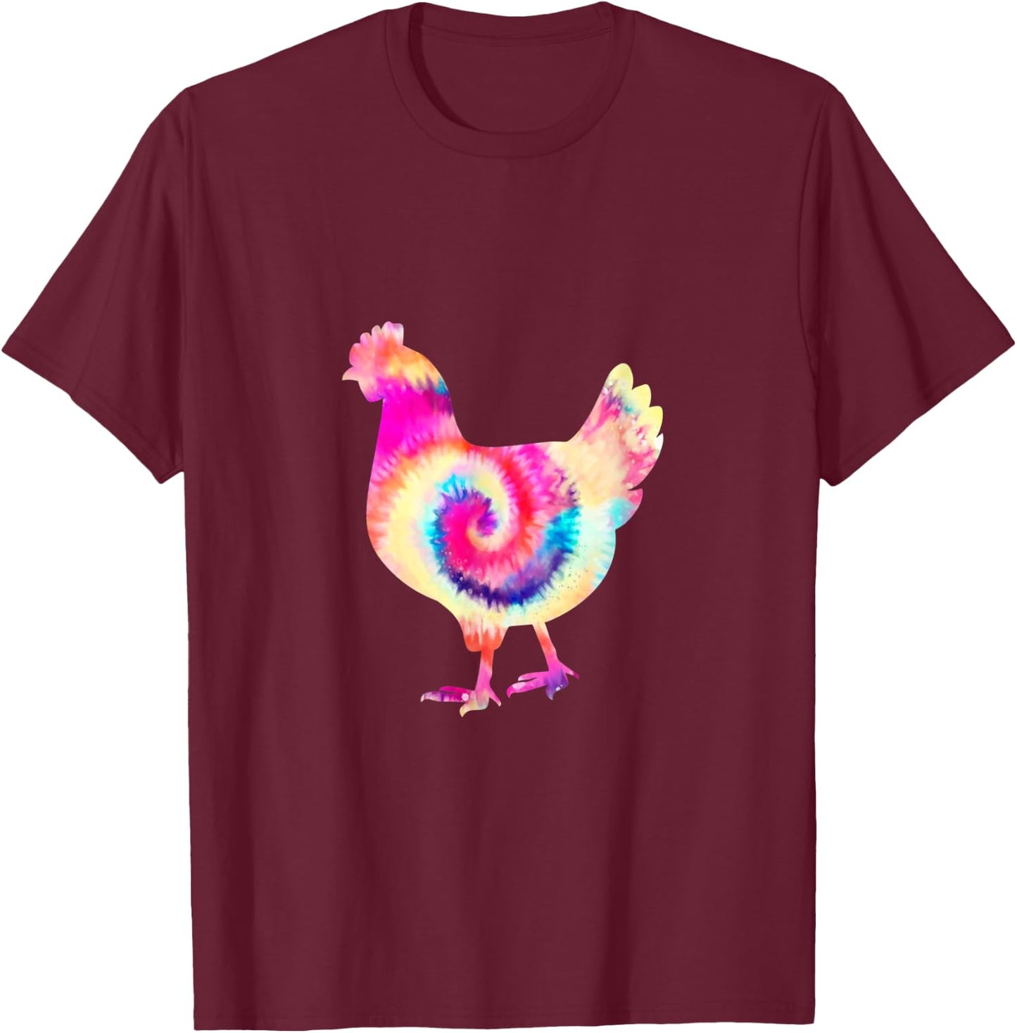 Retro Tie Dye Chicken Hen Peace Love Groovy Boho Reggae T-Shirt - T-Shirt | Maroon