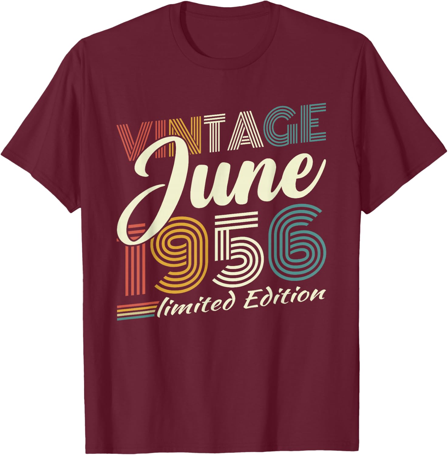 Vintage Juin 1956 Cadeau Anniversaire 70 Ans Hommes Femmes T-Shirt - T-Shirt | Maroon