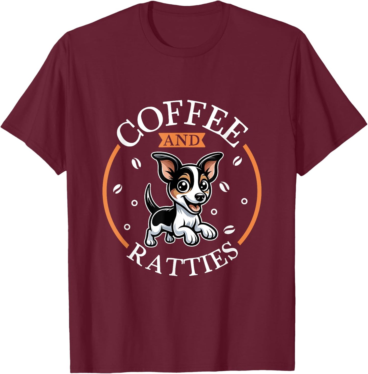 Coffee and Rat Terrier T-Shirt - T-Shirt | Maroon