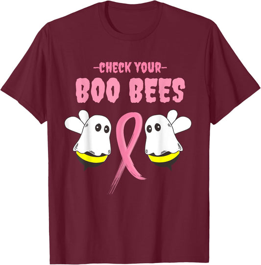 Check your boo bees, making strides against breast cancer T-Shirt - T-Shirt | Maroon