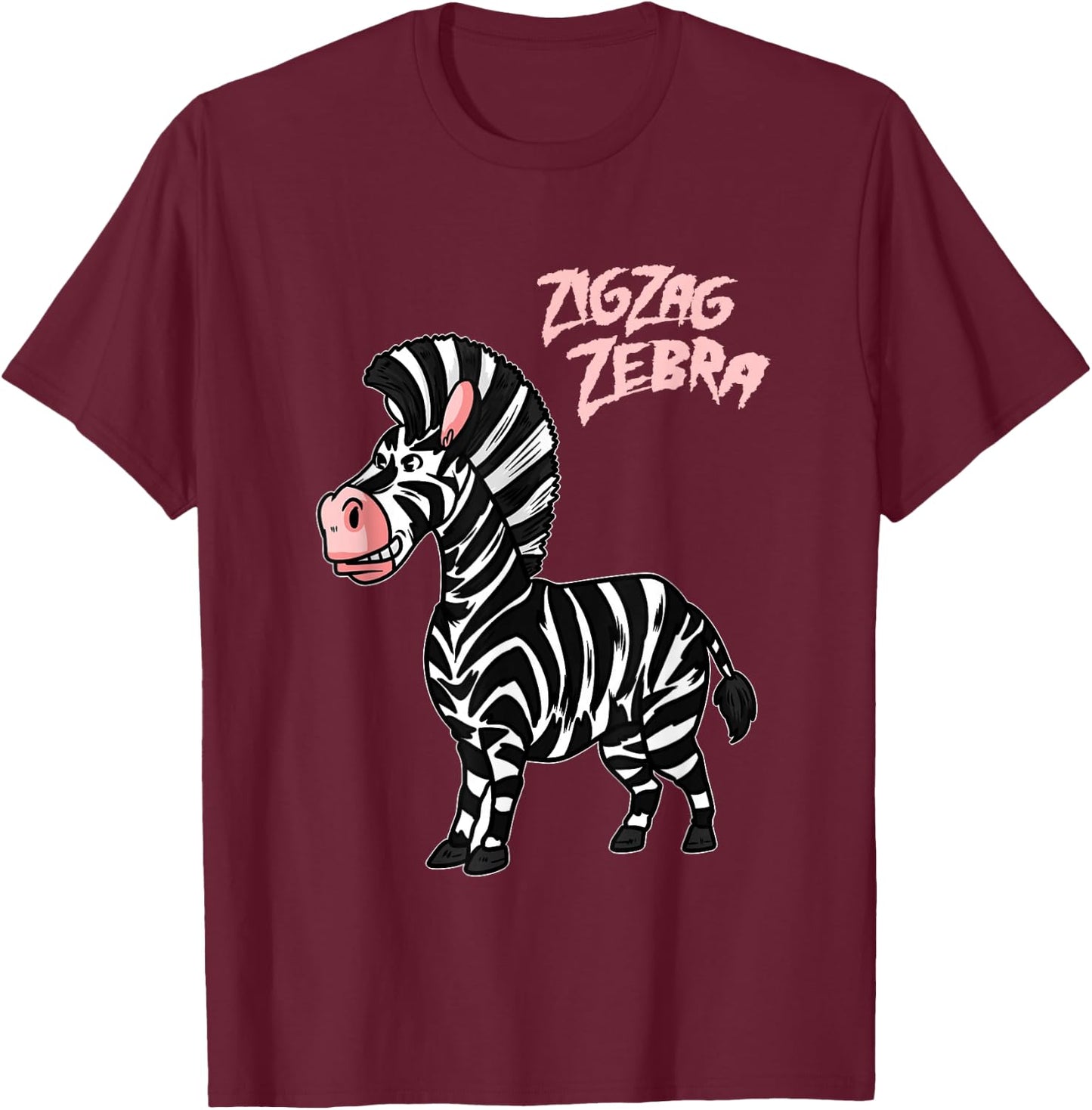 Zig Zag Zebra T-Shirt - T-Shirt | Maroon
