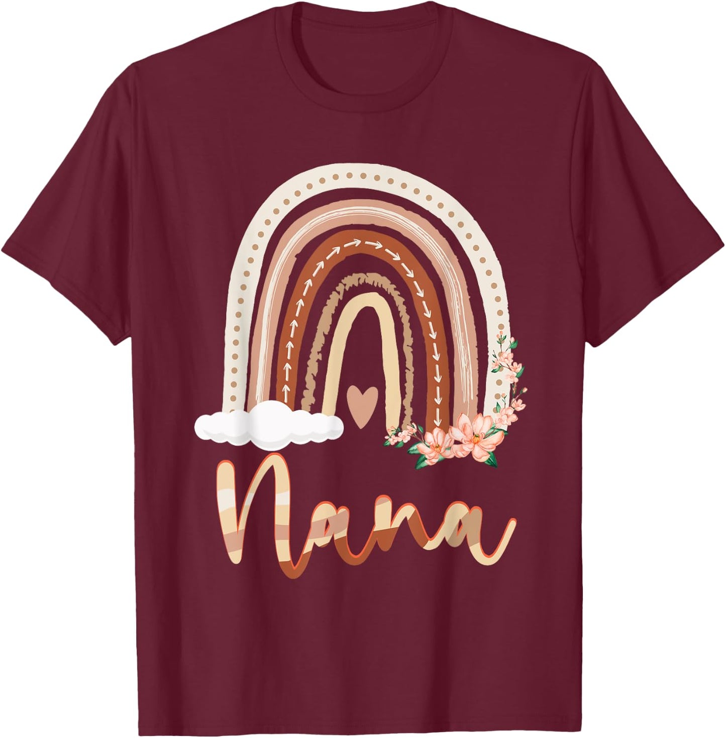 Nana Boho Rainbow Grandma From Grandkids Mother's Day T-Shirt - T-Shirt | Maroon