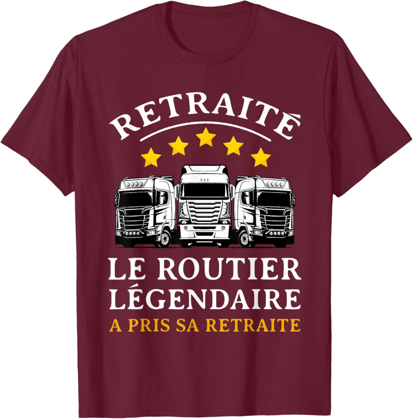 Retirement Gift Roadman Dad Driver Retired , Black, S T-Shirt - T-Shirt | Maroon