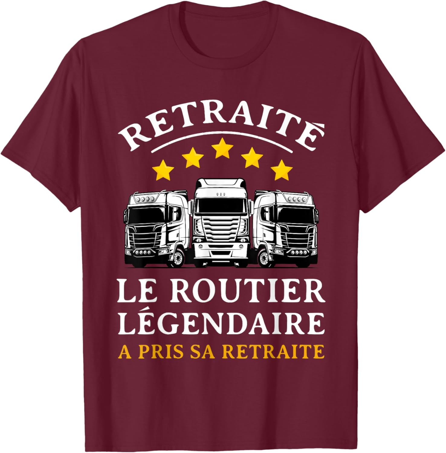 Retirement Gift Roadman Dad Driver Retired , Black, S T-Shirt - T-Shirt | Maroon
