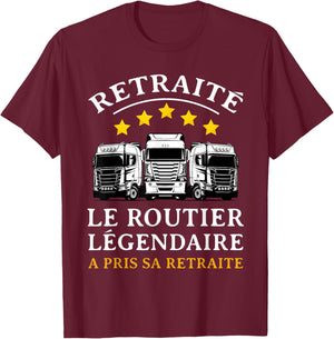 Retirement Gift Roadman Dad Driver Retired , Black, S T-Shirt - T-Shirt | Maroon