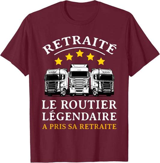 Retirement Gift Roadman Dad Driver Retired , Black, S T-Shirt - T-Shirt | Maroon