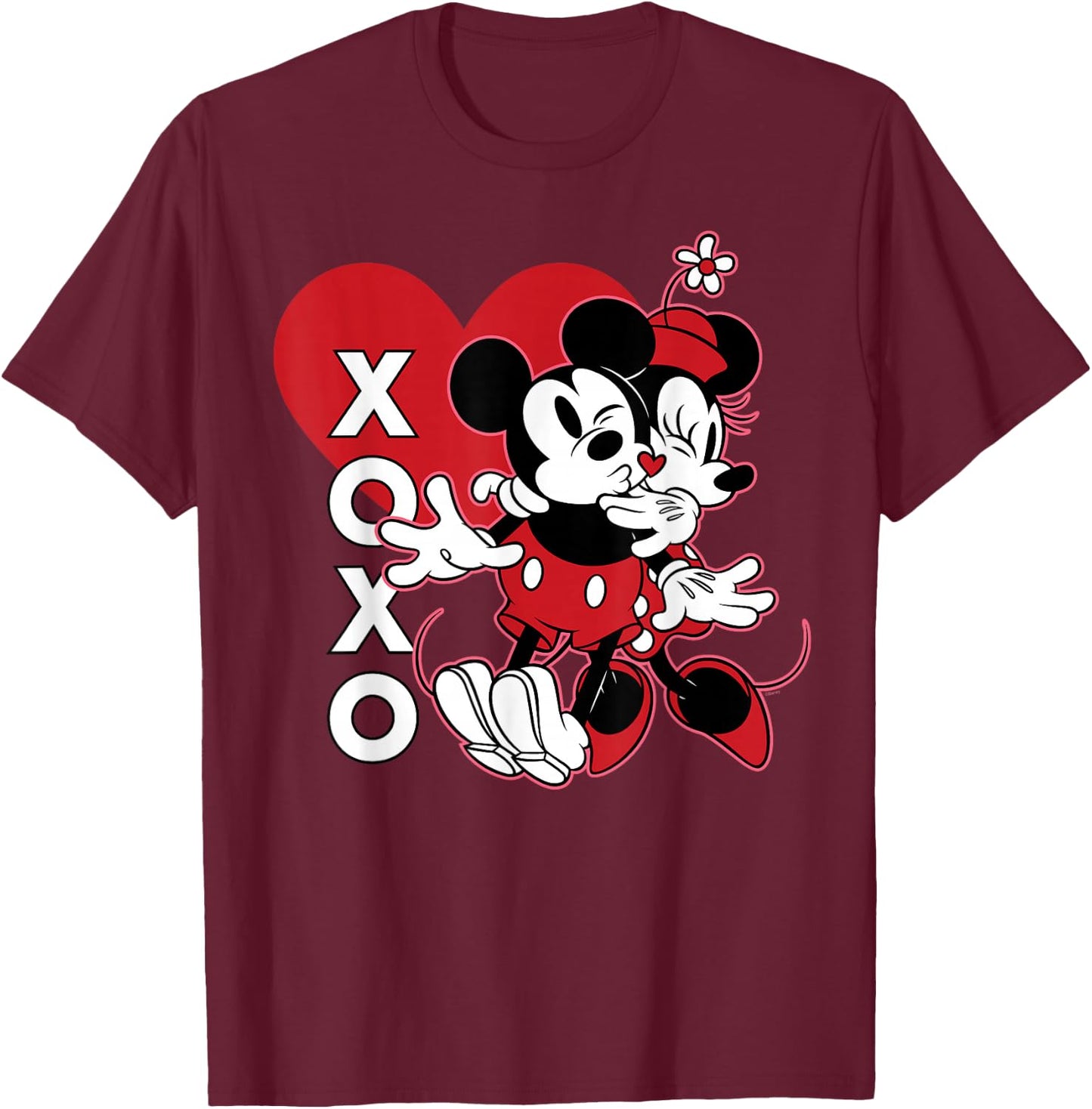 Disney Mickey & Minnie XOXO Valentine’s Day Hugs and Kisses T-Shirt - T-Shirt | Maroon