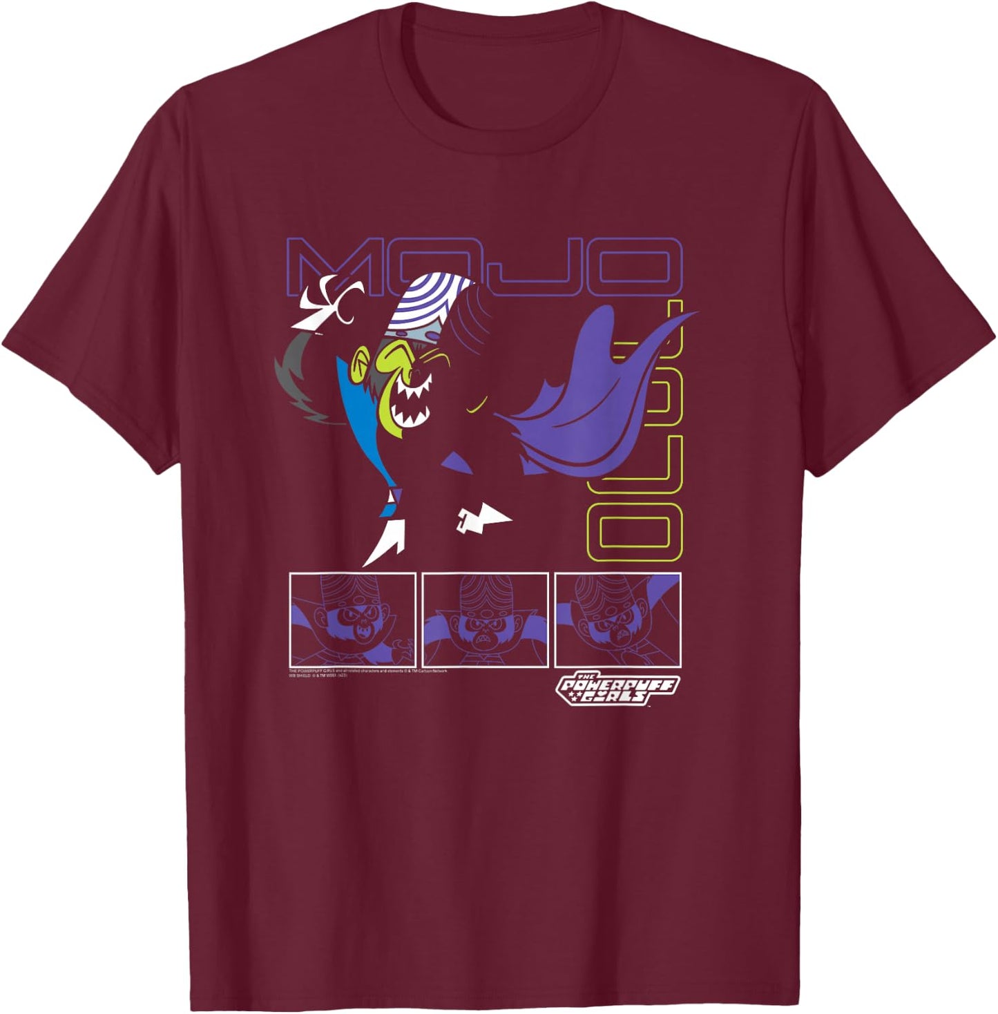 Powerpuff Girls Mojo JoJo Mad Scientist Cute Cartoon T-Shirt - T-Shirt | Maroon