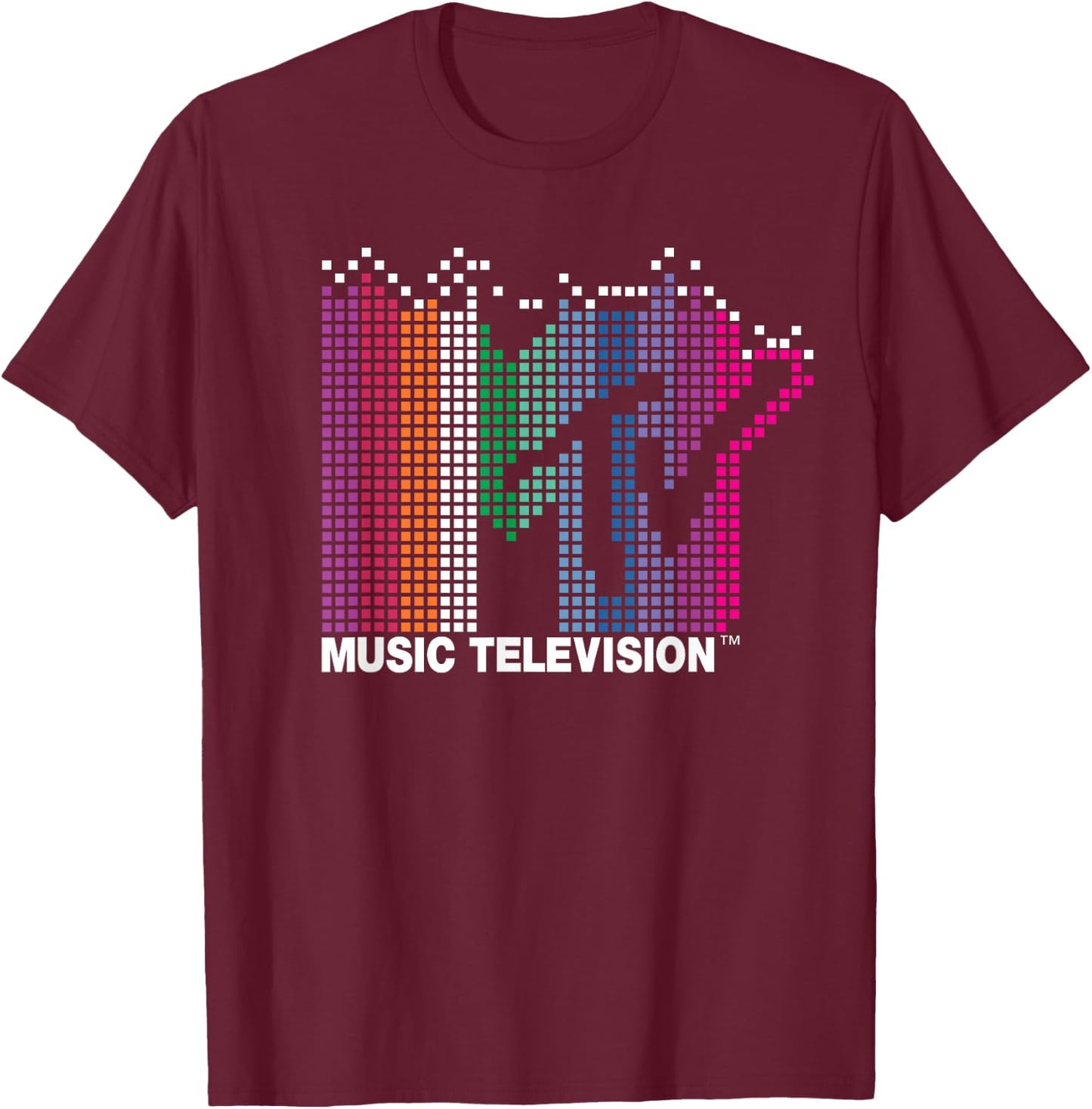 MTV - Rainbow Pixel Logo T-Shirt - T-Shirt | Maroon