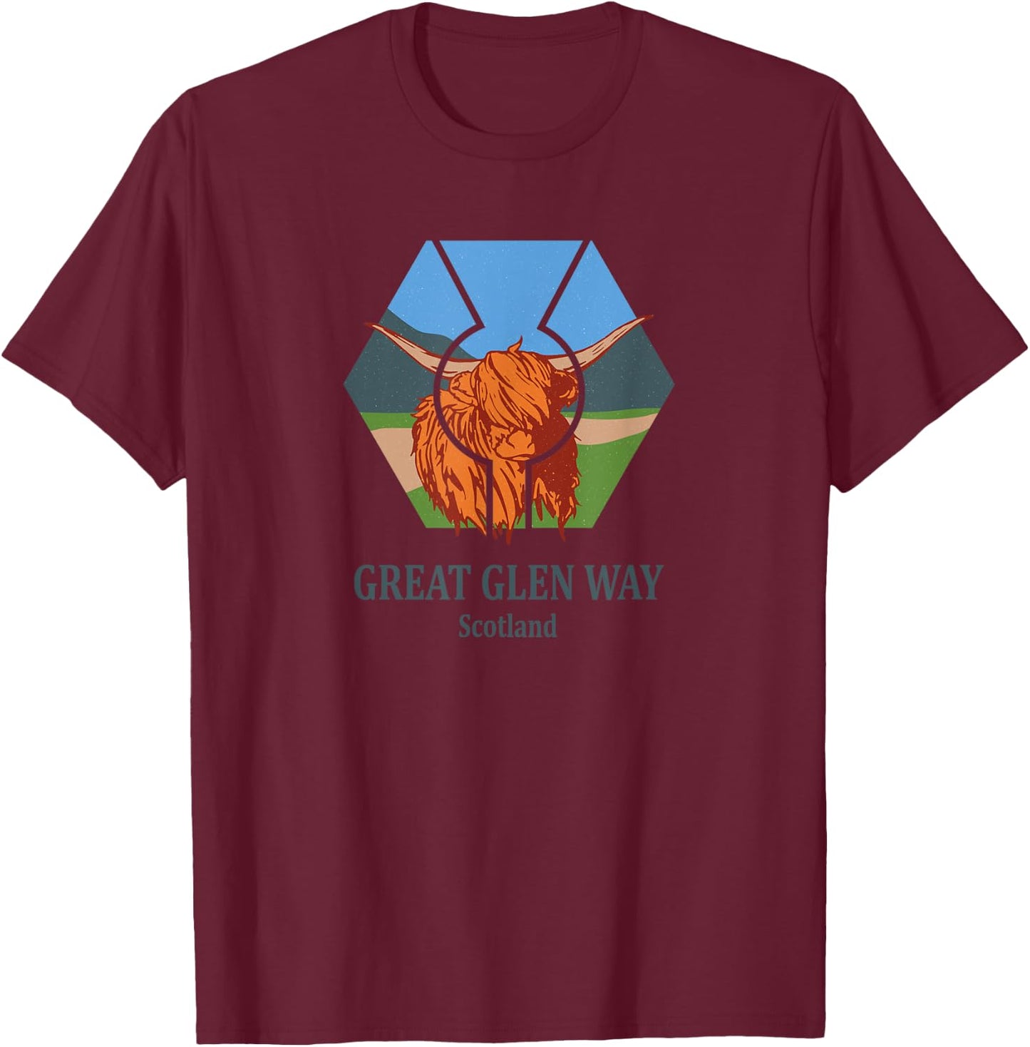Great Glen Way - Scotland T-Shirt - T-Shirt | Maroon
