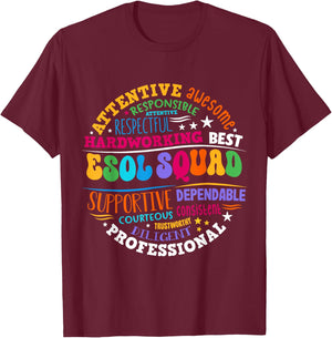 ESOL Squad Teachers and Students Team Back To School T-Shirt - T-Shirt | Maroon
