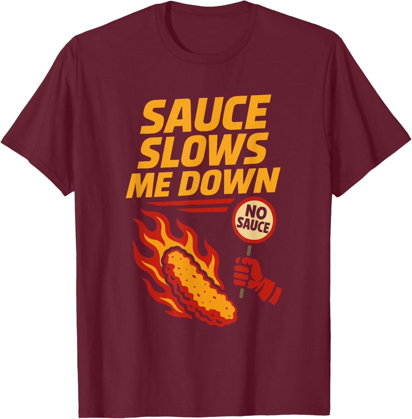 Funny Chicken Tender Food Humor Picky Eater No Sauce Gamer T-Shirt - T-Shirt | Maroon