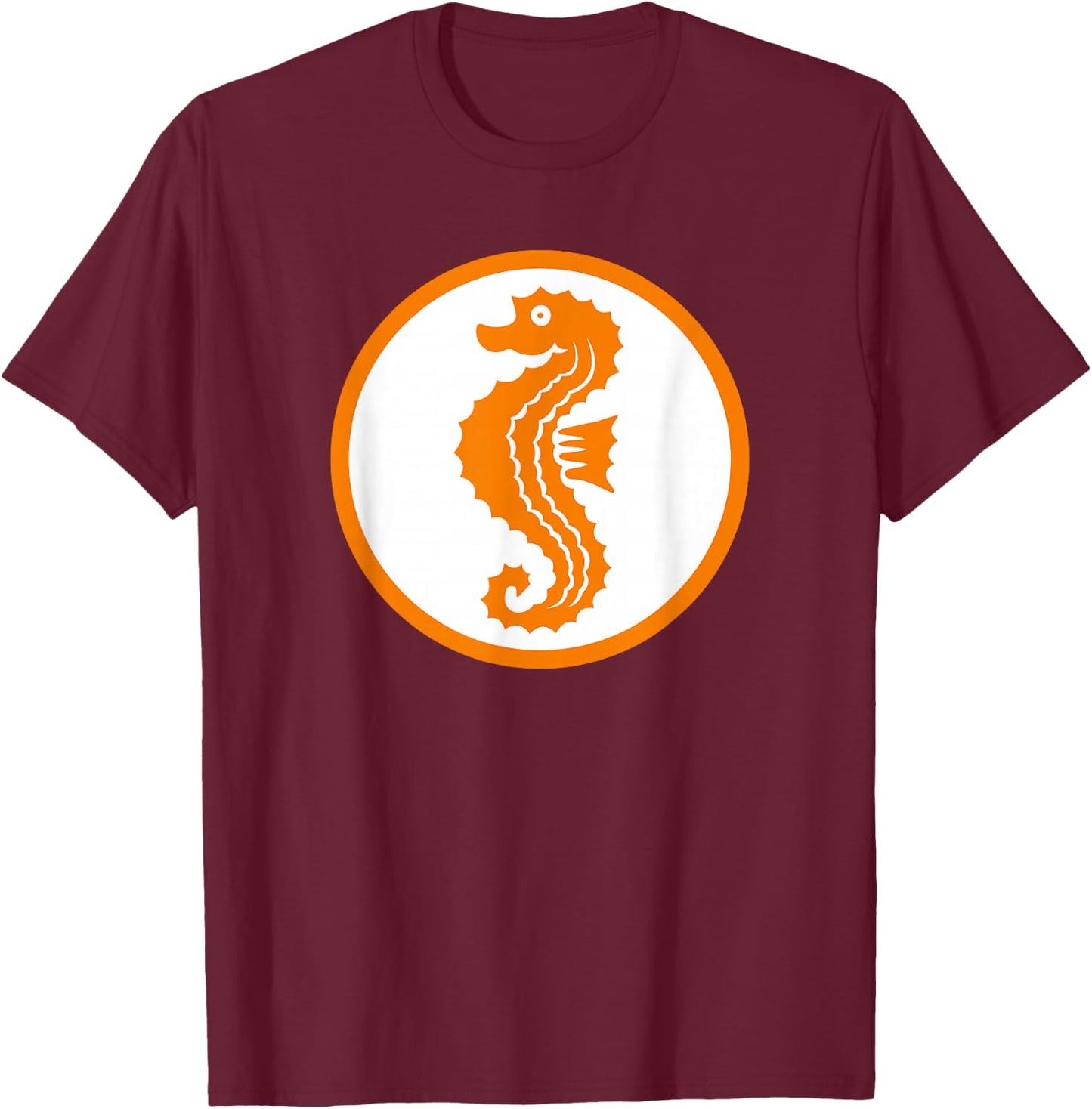 Seahorse Swimming Badge Early Swimmer Retro Swimming , White T-Shirt - T-Shirt | Maroon