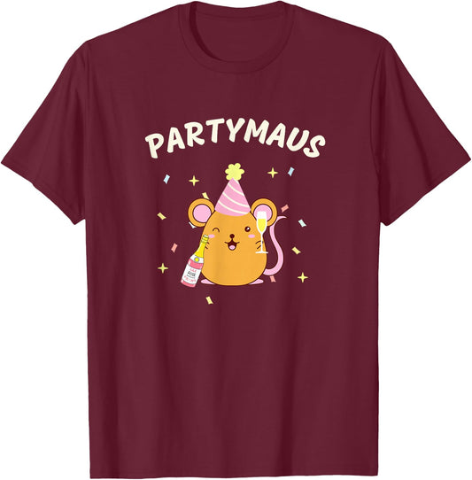 Party Mouse Birthday Party Mouse Funny Women , black, s T-Shirt - T-Shirt | Maroon