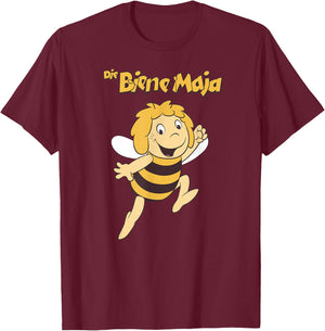 The Maya the Bee Retro Motif Cartoon TV Series with Logo , black T-Shirt - T-Shirt | Maroon