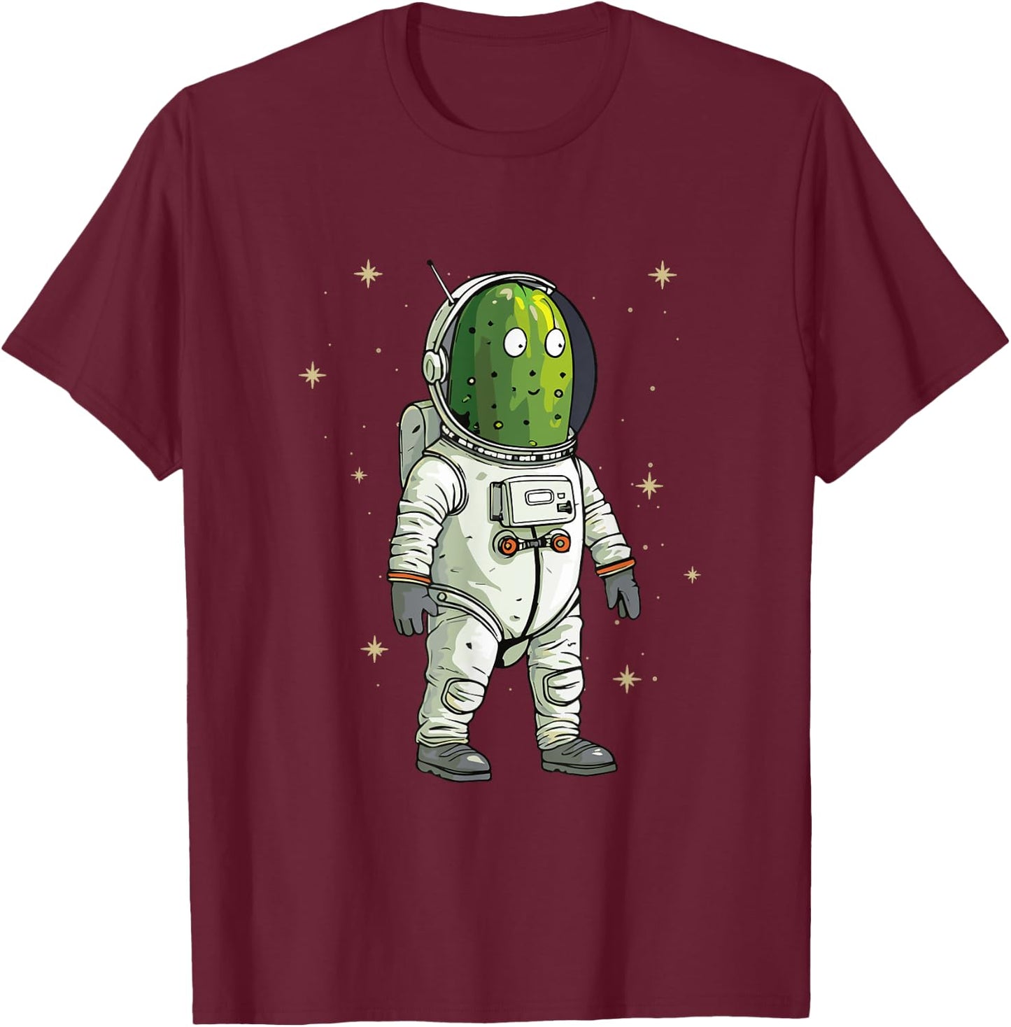 Cute Pickle in Space Universe Spaceman T-Shirt - T-Shirt | Maroon