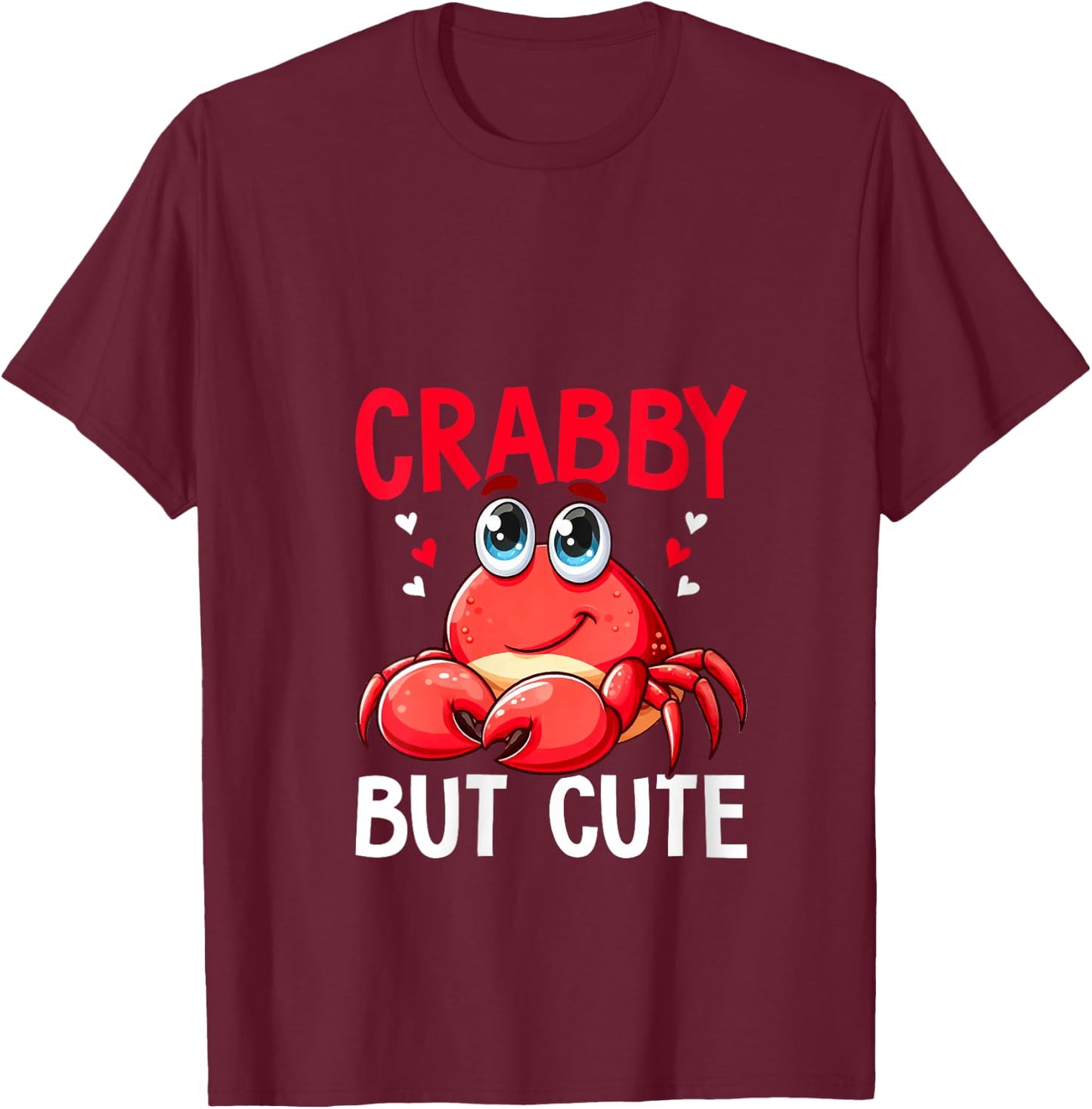 Crabby But Cute Crabbing Crab Fishing Crabs Lover V-Neck T-Shirt - T-Shirt | Maroon