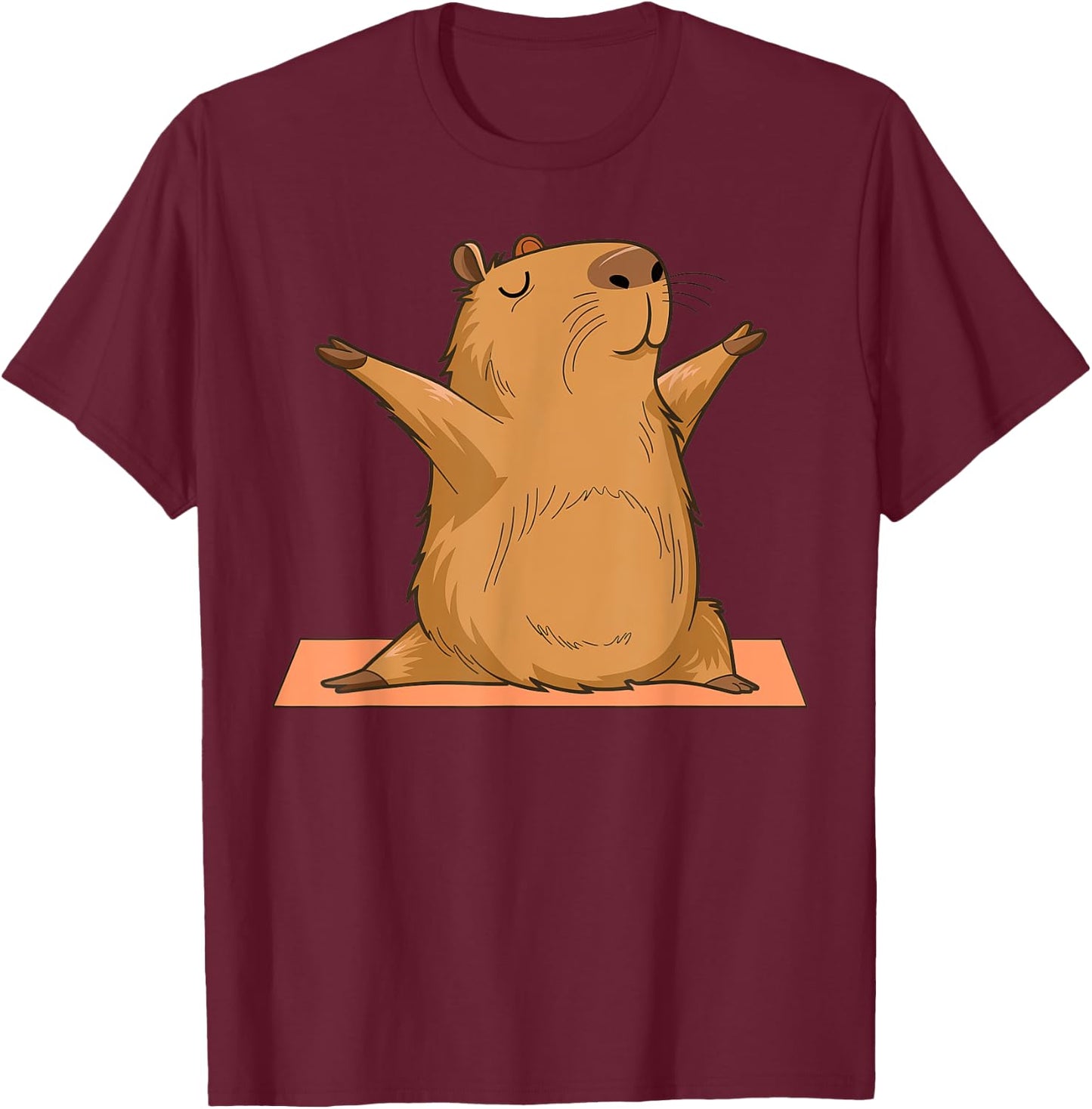 Yoga Capybara Funny Capy Lover Men Women Teen Girls Kids T-Shirt - T-Shirt | Maroon