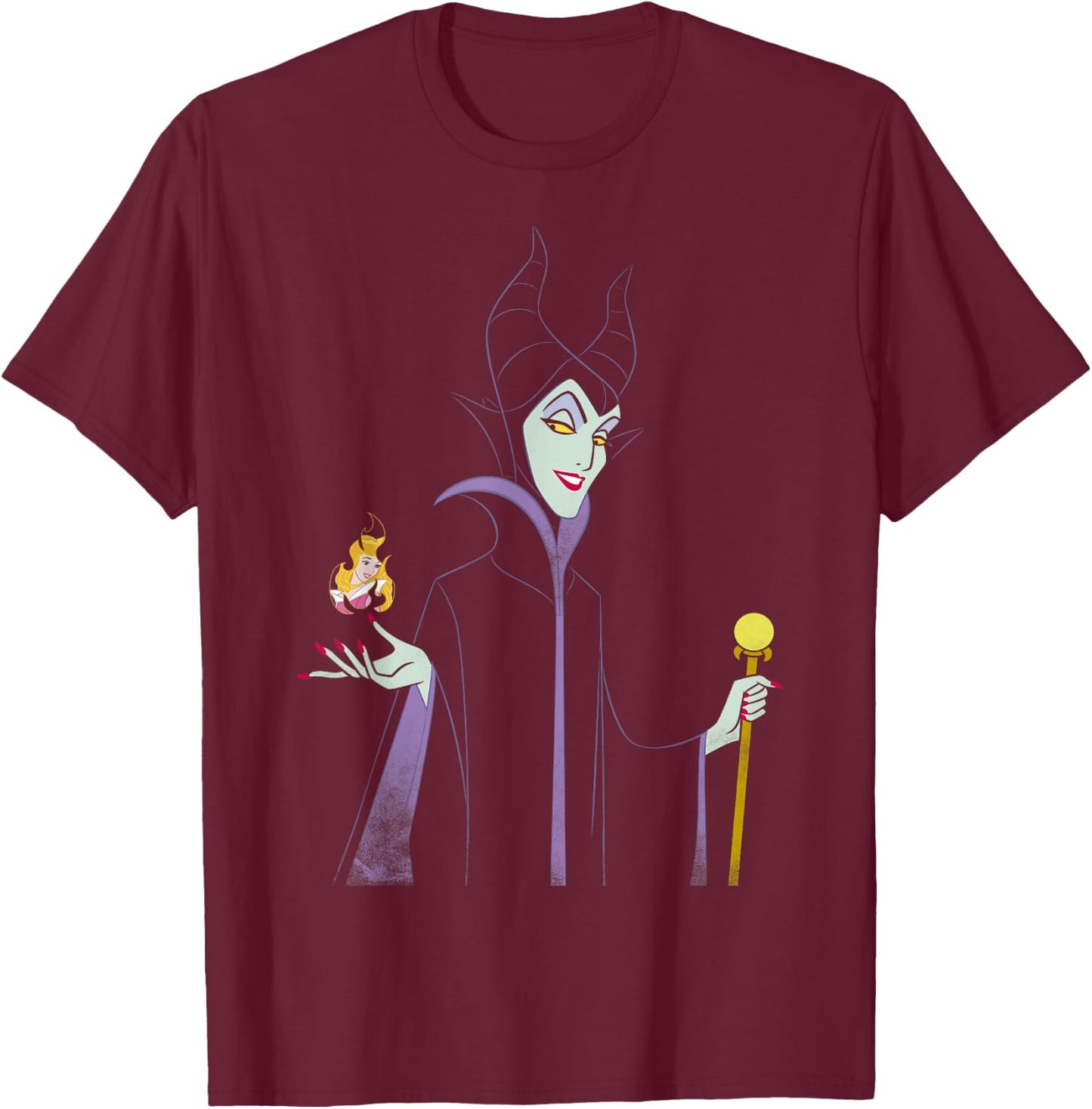 Disney Evil Sleeping Beauty Flame Contour T-Shirt - T-Shirt | Maroon
