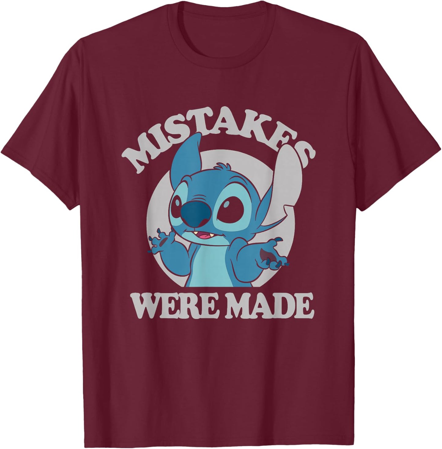 Disney Lilo & Stitch Mistakes Were Made Stitch T-Shirt - T-Shirt | Maroon