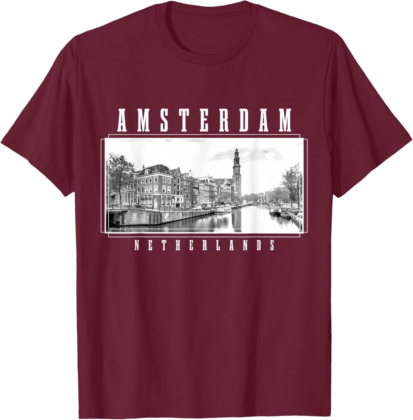 Amsterdam Vintage Holland Netherlands Souvenir Amsterdam T-Shirt - T-Shirt | Maroon