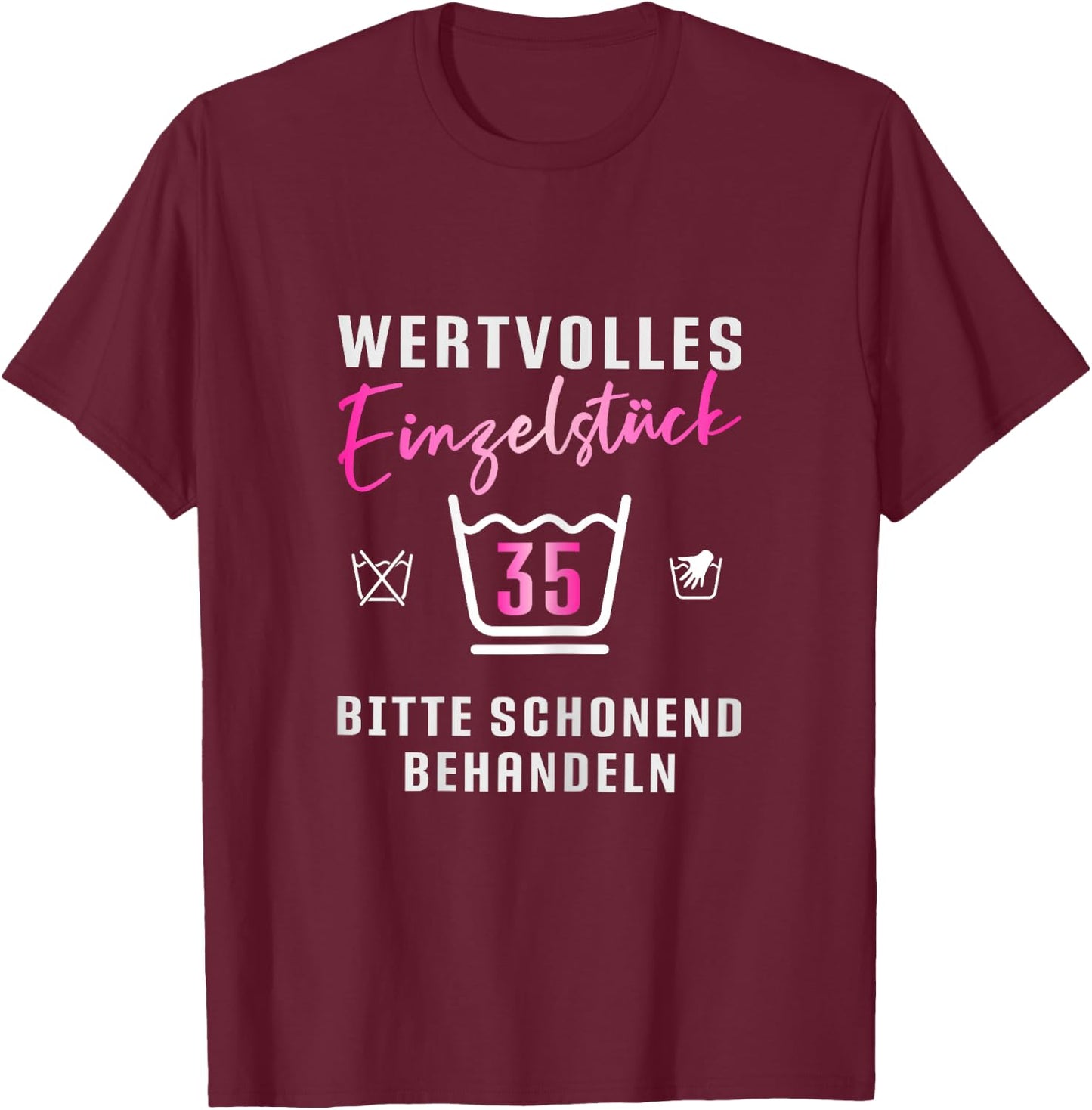 Damen 35ter Geburtstag Waschsymbole Geschenk zum 35. Geburtstag T-Shirt - T-Shirt | Maroon