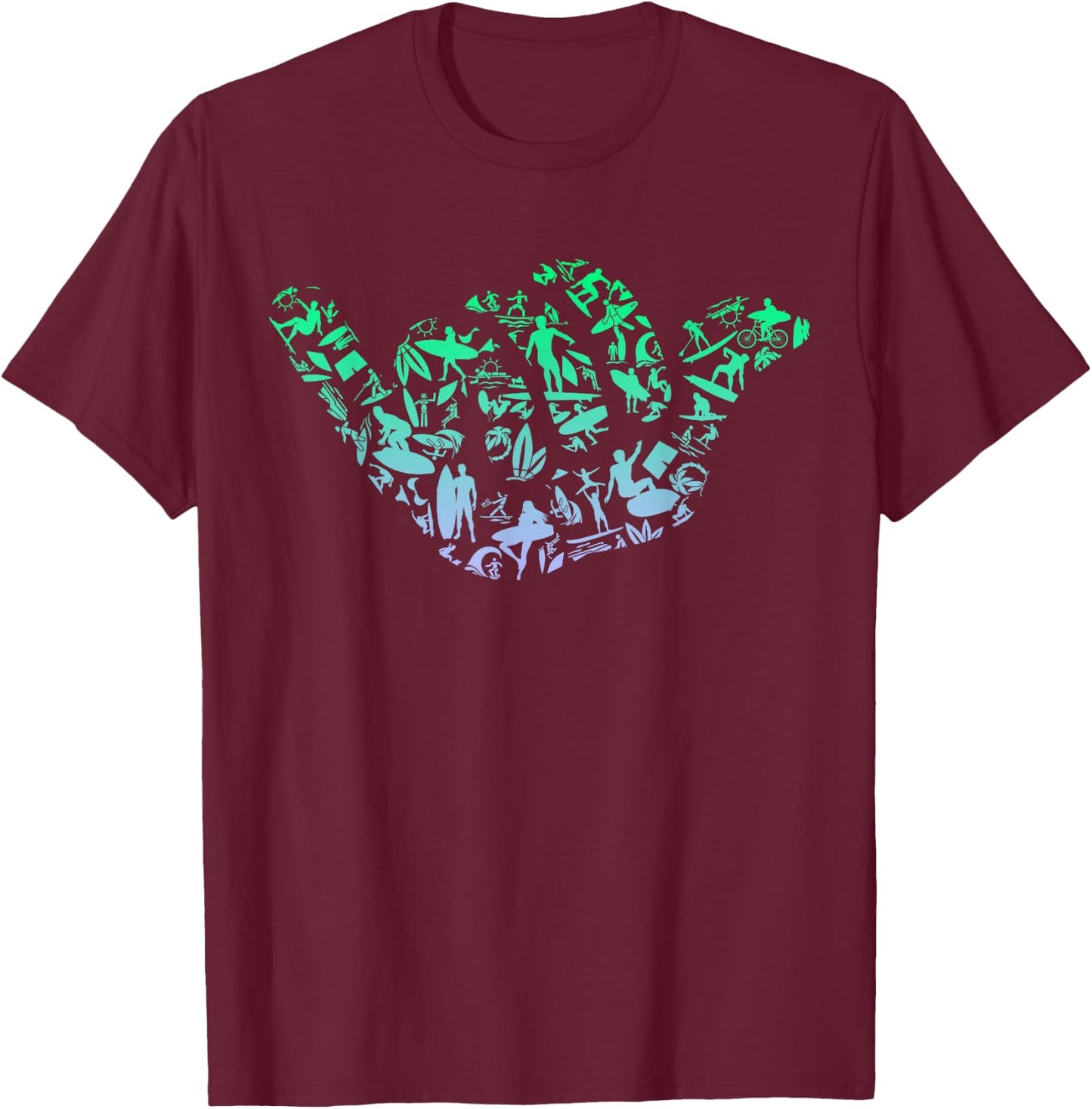 Surf Icons for Surfer | Surf Boys' Surfing , black T-Shirt - T-Shirt | Maroon