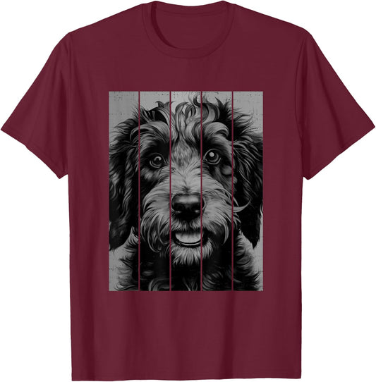 Coole Labradoodle Porträt Schwarz-Weiß-Stil T-Shirt - T-Shirt | Maroon