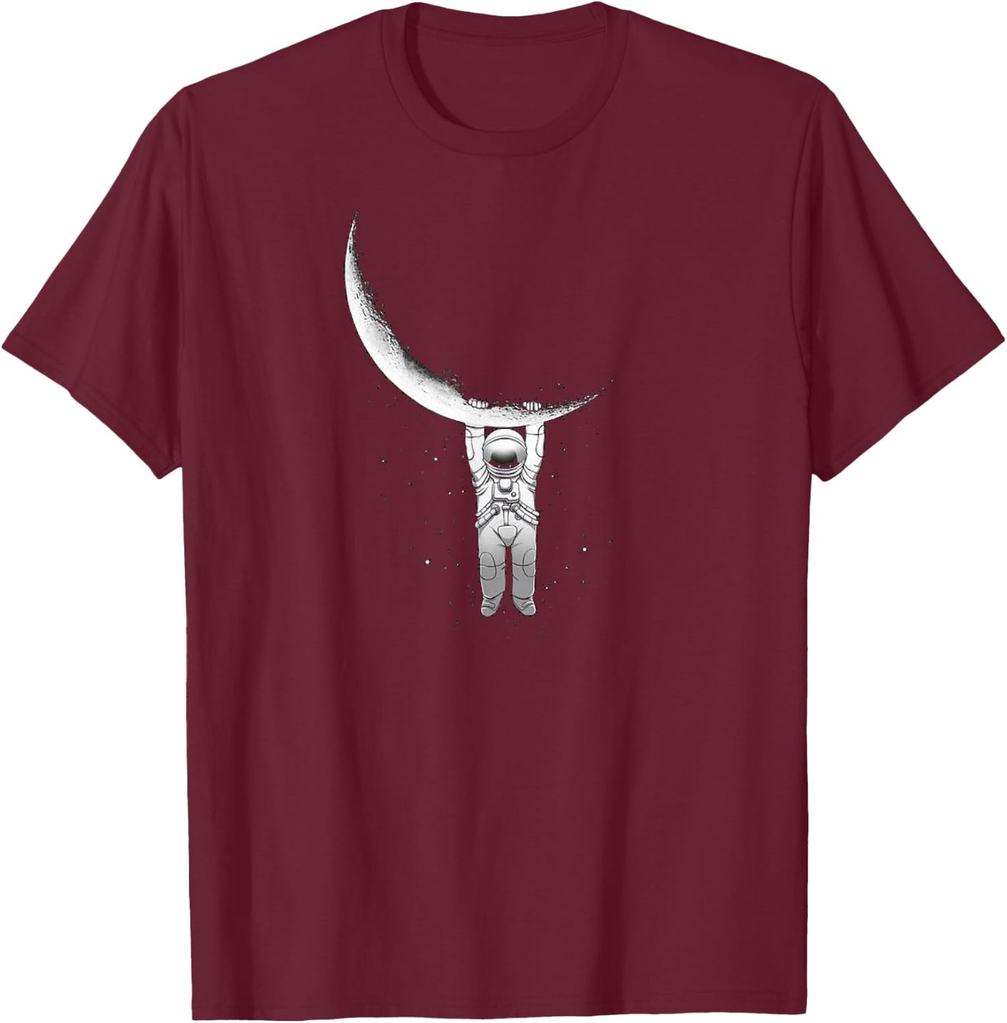 Astronaut Hanging From The Moon T-Shirt - T-Shirt | Maroon