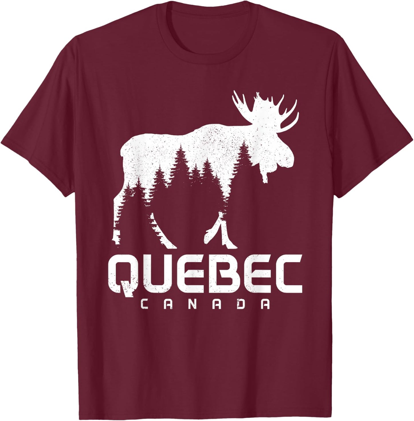 Quebec Canada Montreal Vintage Pride Souvenir Moose Nature T-Shirt - T-Shirt | Maroon