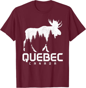 Quebec Canada Montreal Vintage Pride Souvenir Moose Nature T-Shirt - T-Shirt | Maroon