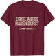 Men's with German Text "Echte Autos haben Durst Keine Ladezeit Mechanik", black T-Shirt - T-Shirt | Maroon