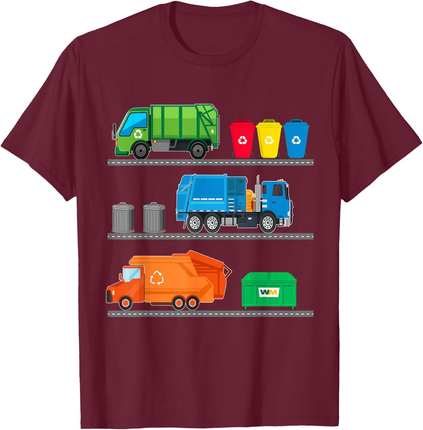 Garbage Truck Recycle Bins Junk Dumpster Rubbish Lorry Toy T-Shirt - T-Shirt | Maroon