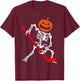 Skeleton Ice Hockey Halloween Pumpkin Hockey Boys Kids T-Shirt - T-Shirt | Maroon
