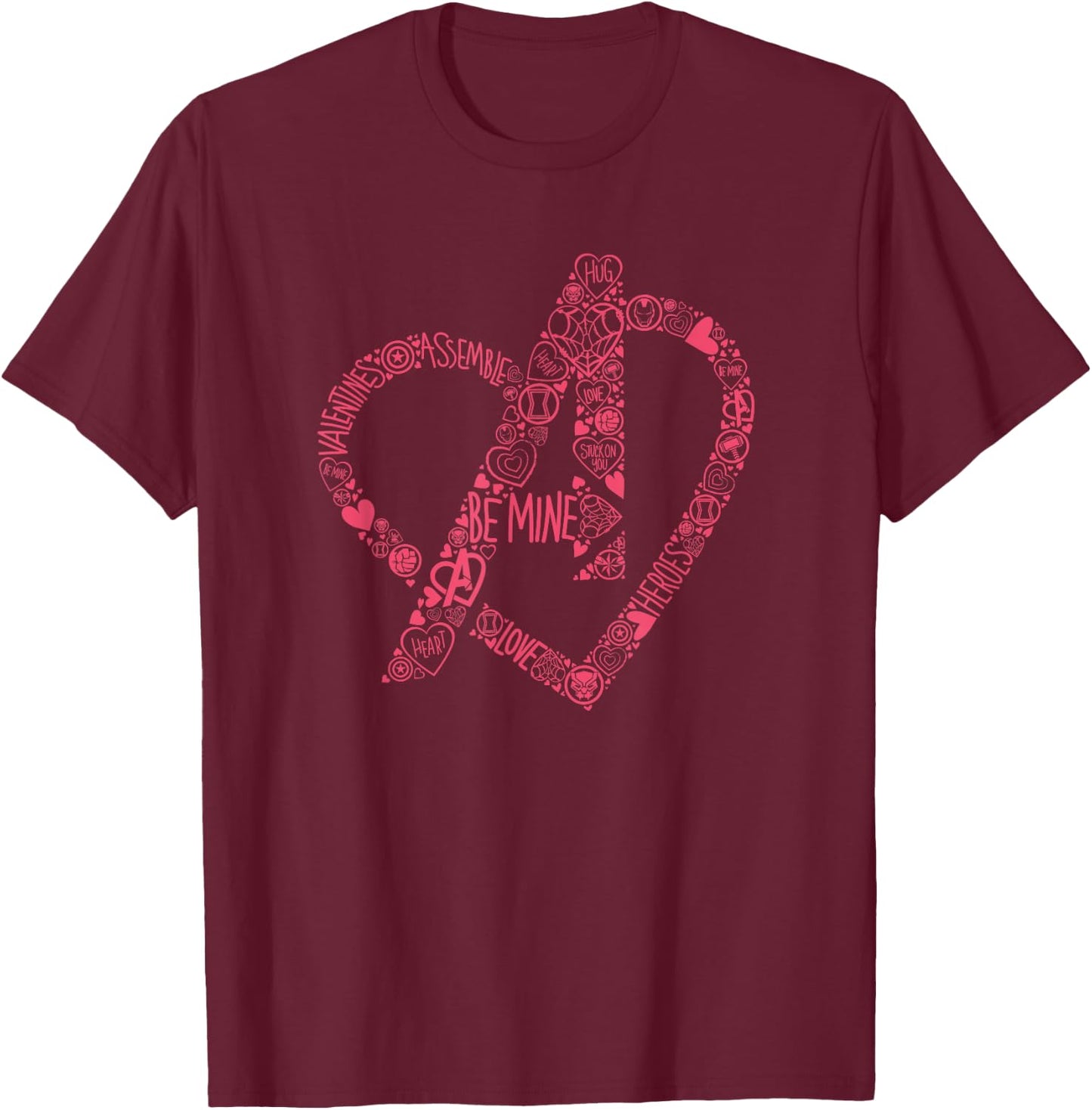 Marvel Avengers Heart Logo Valentine's Day T-Shirt - T-Shirt | Maroon