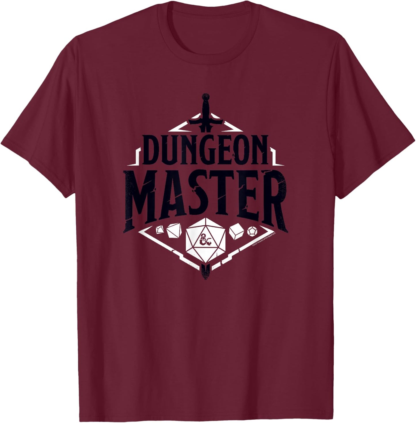 Dungeons & Dragons Dungeon Master Sword & Dice Logo , gray T-Shirt - T-Shirt | Maroon